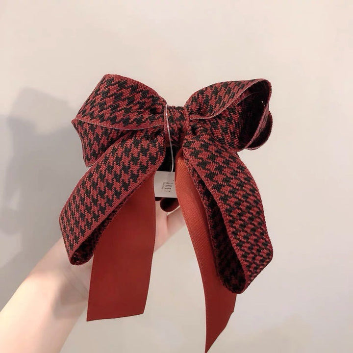 Houndstooth Bow Ribbon Banana Clip