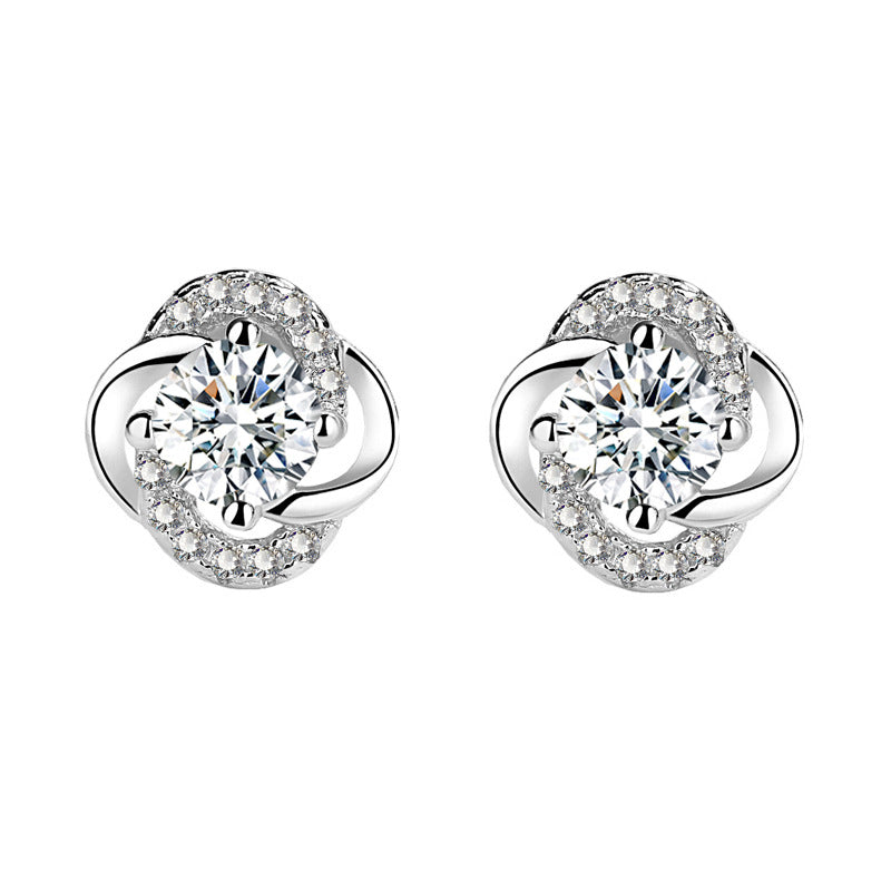 Stylish four-leaf Clover rhinestone Earrings