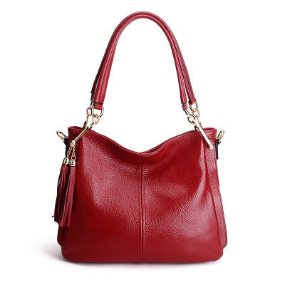 Tassel Simple and Versatile Leather Shoulder Bag