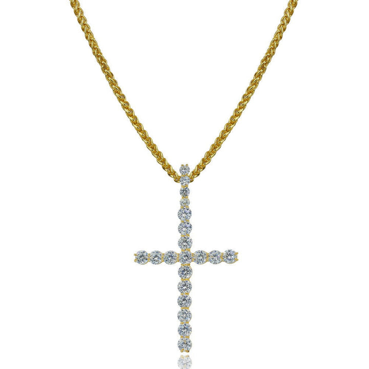 Micro Paved Zircon Hip Hop Anka Key Cross Hip Hop Pendant Necklace