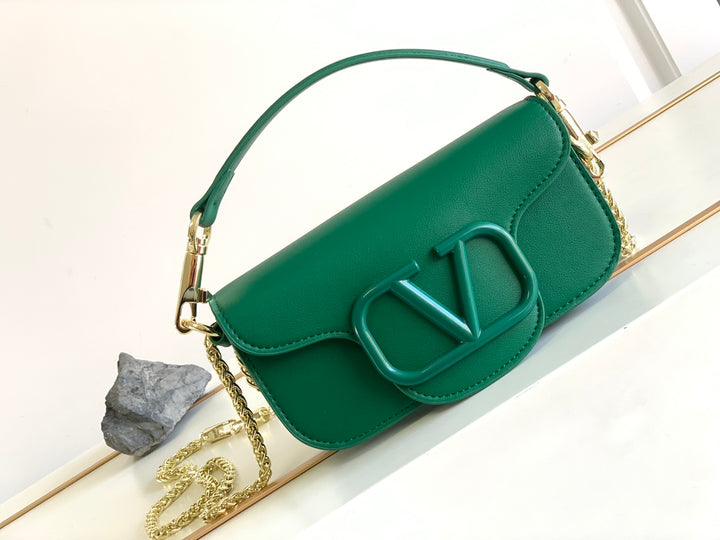 Green cowhide handbag-M8008