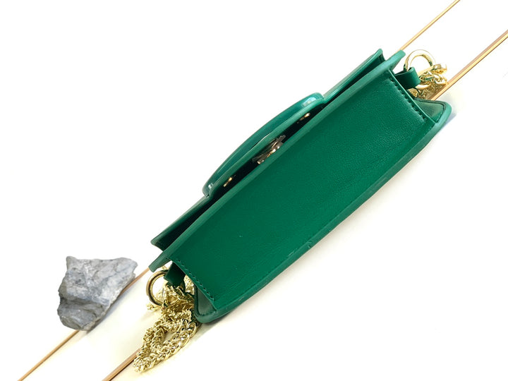 Green cowhide handbag-M8008