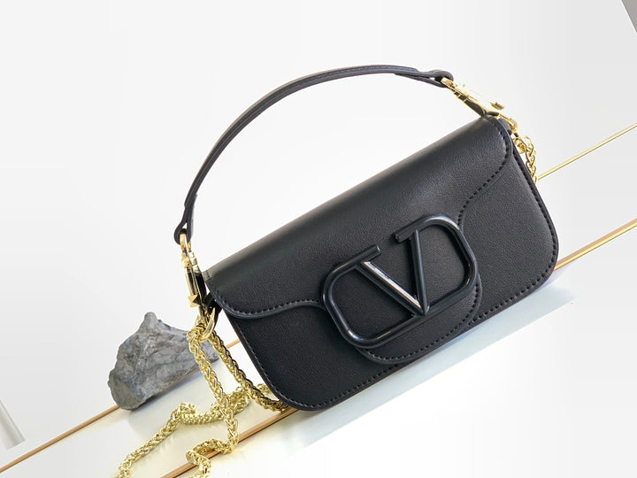 Black cowhide handbag-M8008