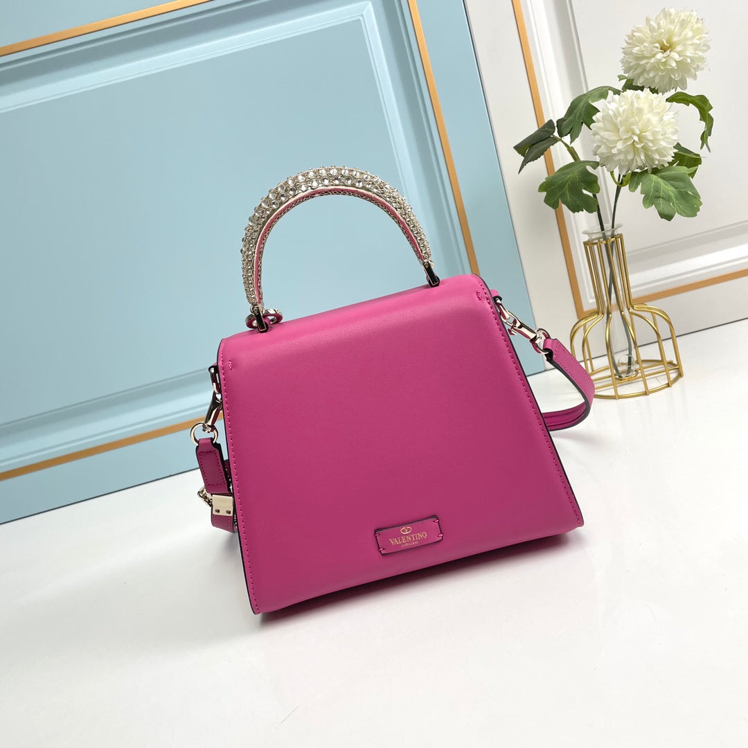 7 Colorful Crystal Embellished Cowhide Handbag