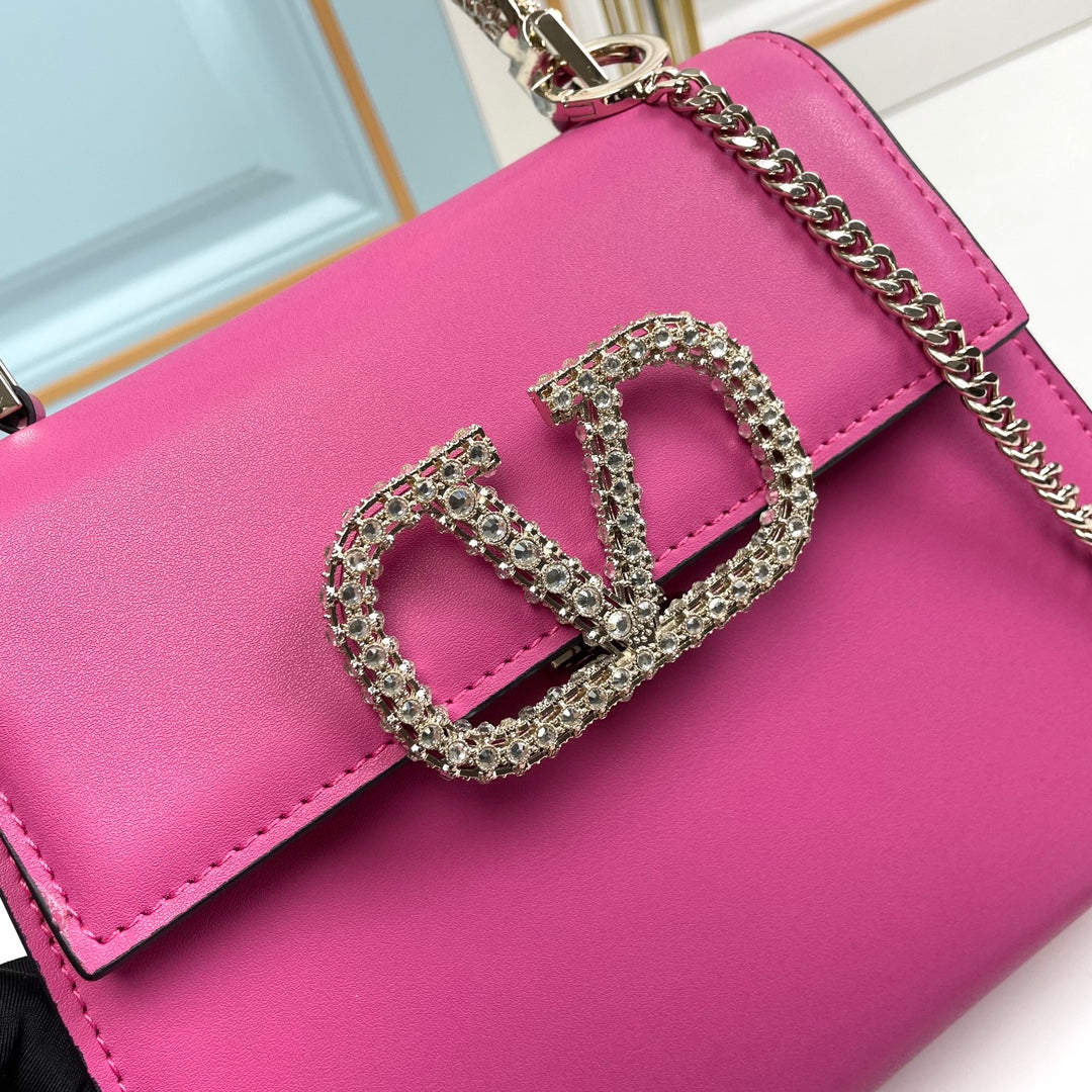 7 Colorful Crystal Embellished Cowhide Handbag