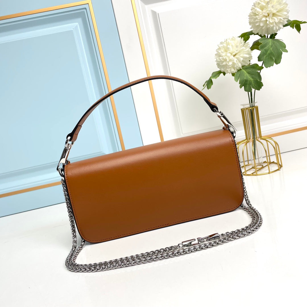 Brown Crystal Embellished Cowhide Handbag-M069