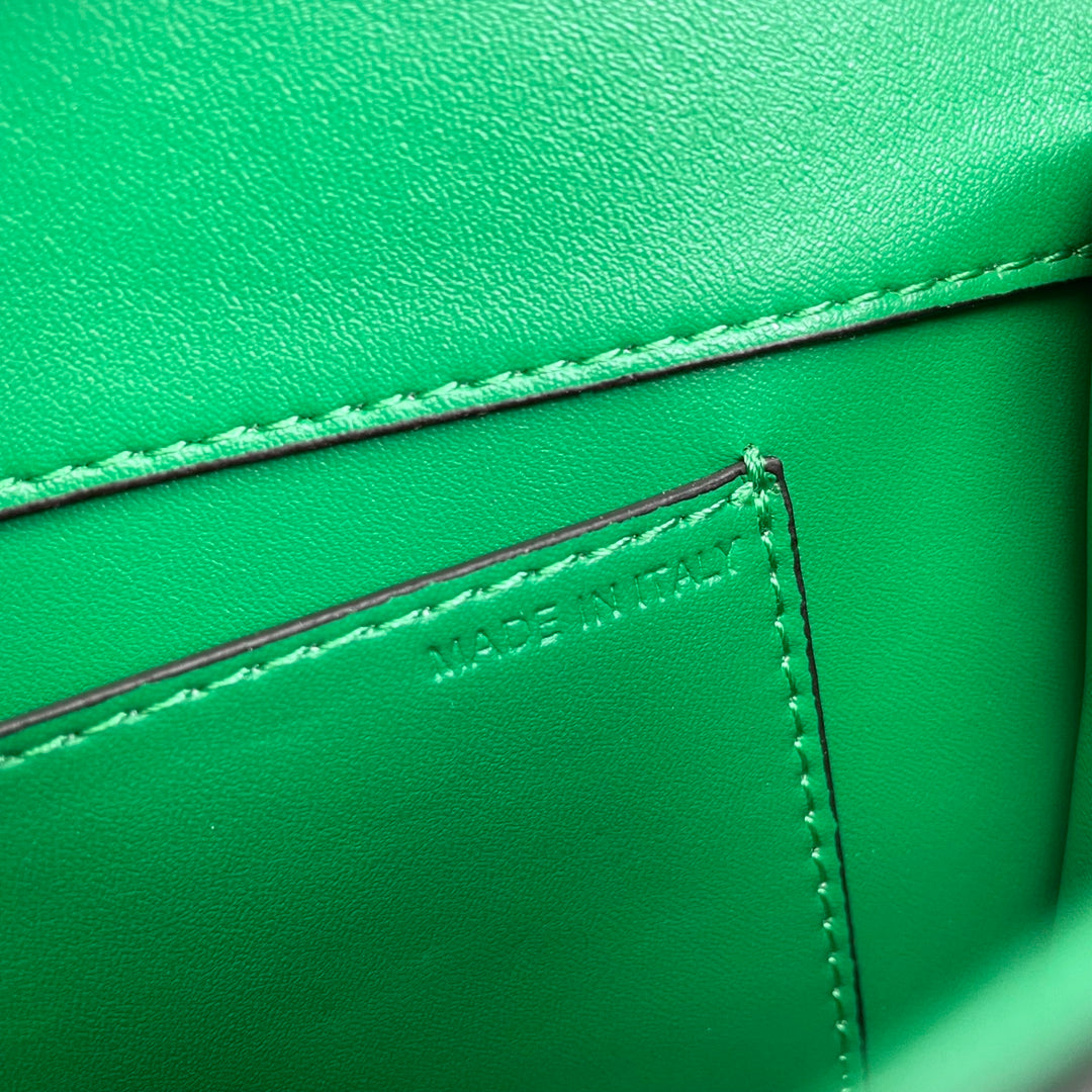 Green Crystal Embellished Cowhide Handbag-M069