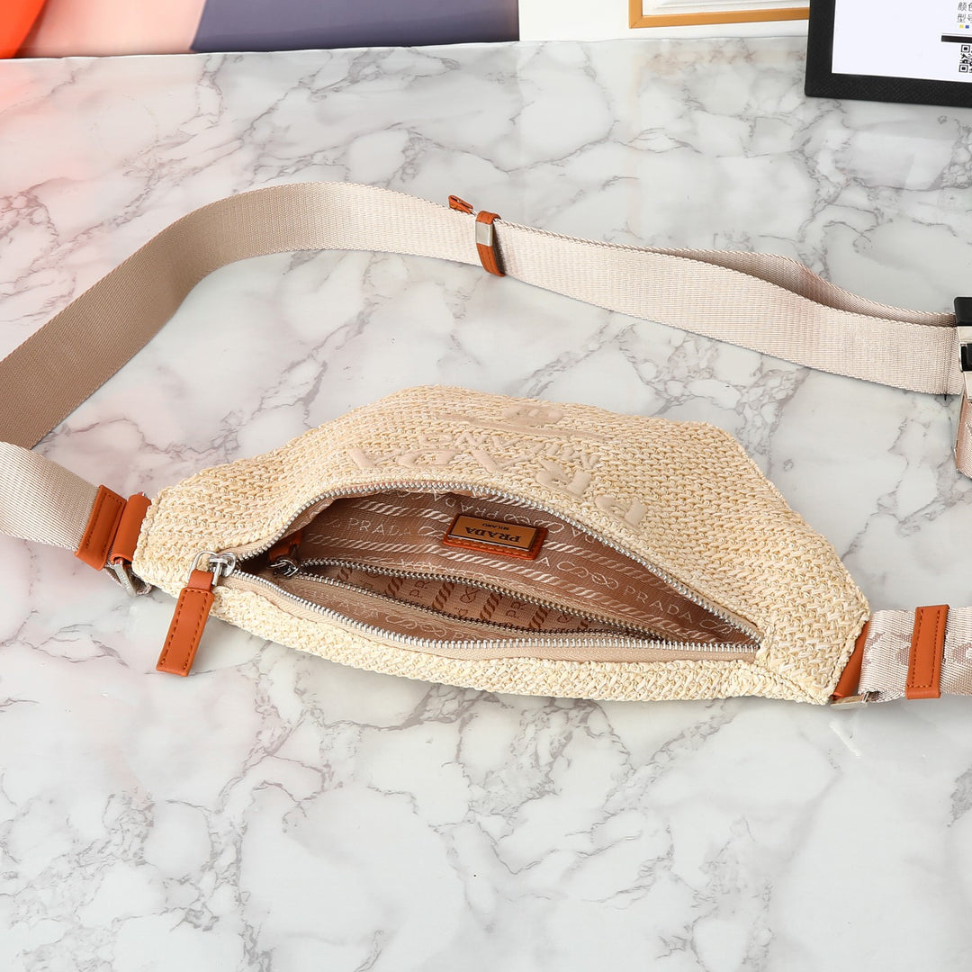 2 Color Handmade Raffia Waist Pack