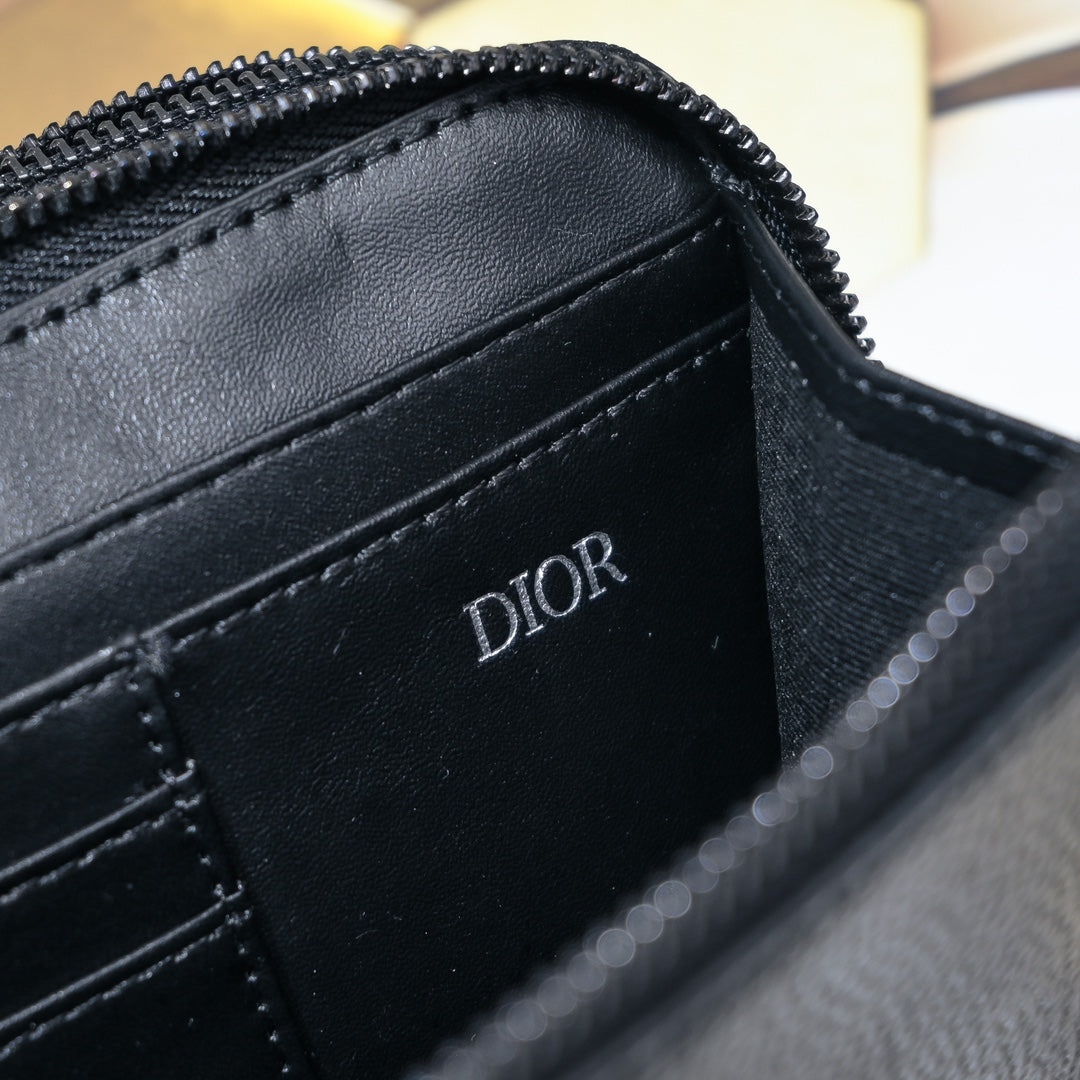 Double Zipper Design Black Cowhide Leather Camera Bag