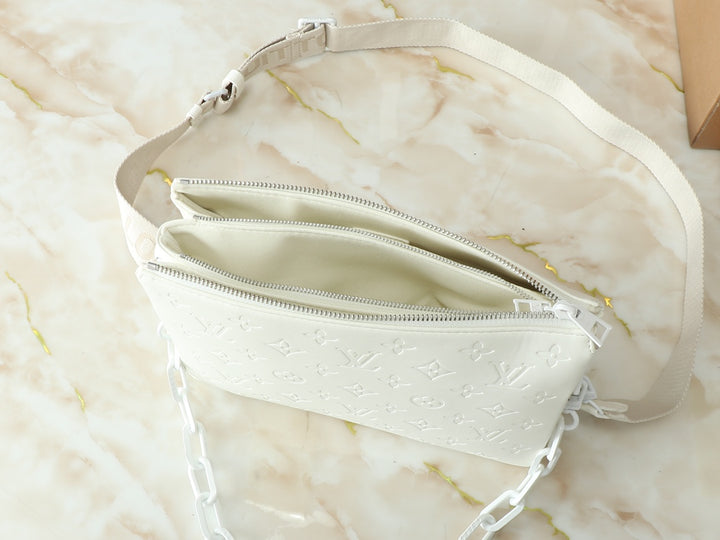 White Embossed fluffy sheepskin handbag