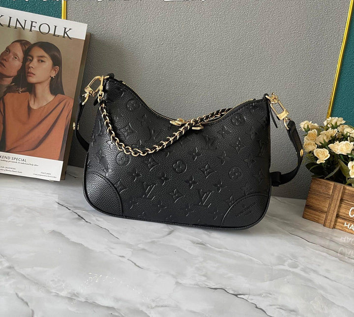 Elegant Black Cowhide Shoulder Bag