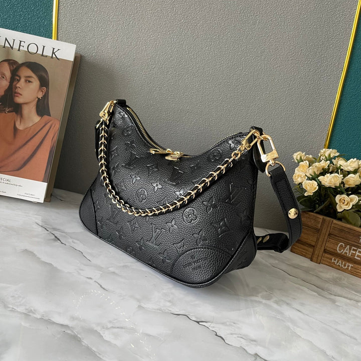 Elegant Black Cowhide Shoulder Bag