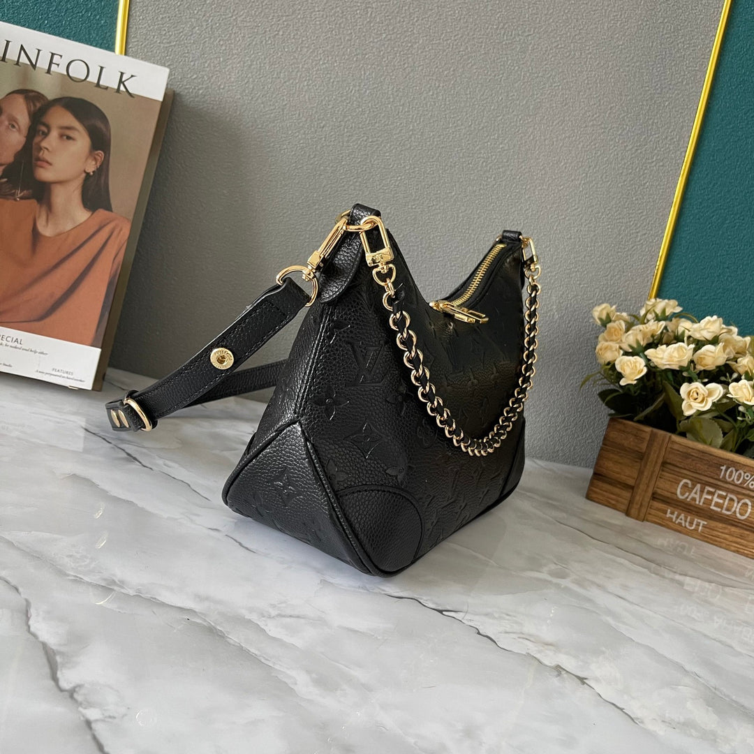 Elegant Black Cowhide Shoulder Bag