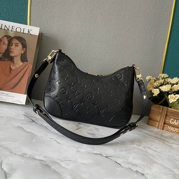 Elegant Black Cowhide Shoulder Bag