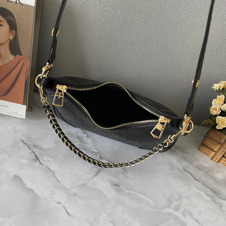 Elegant Black Cowhide Shoulder Bag