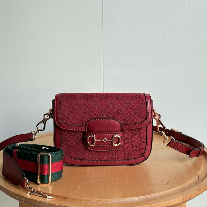 Red Double Strap Saddle Bag