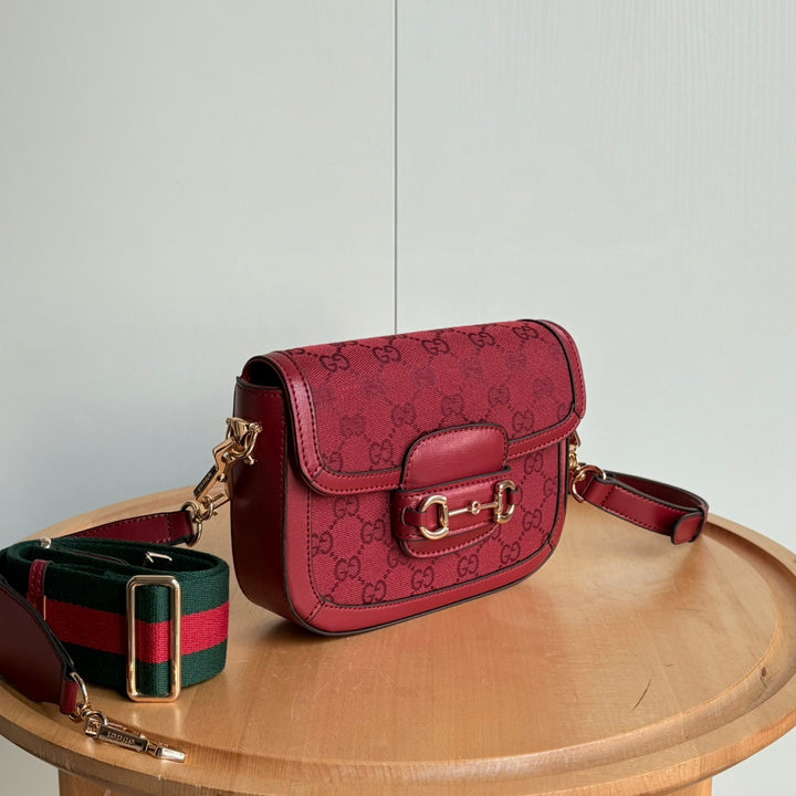 Red Double Strap Saddle Bag