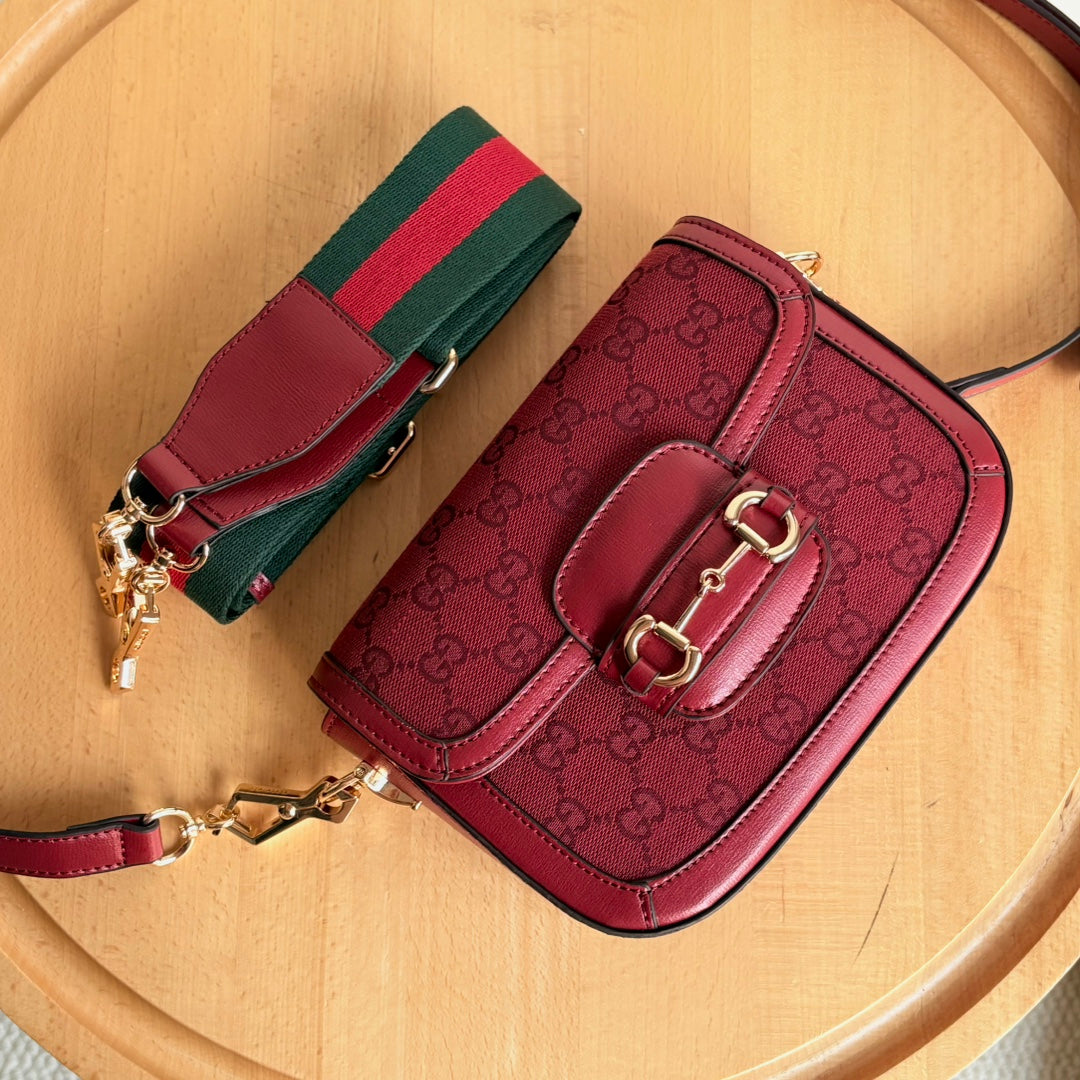 Red Double Strap Saddle Bag