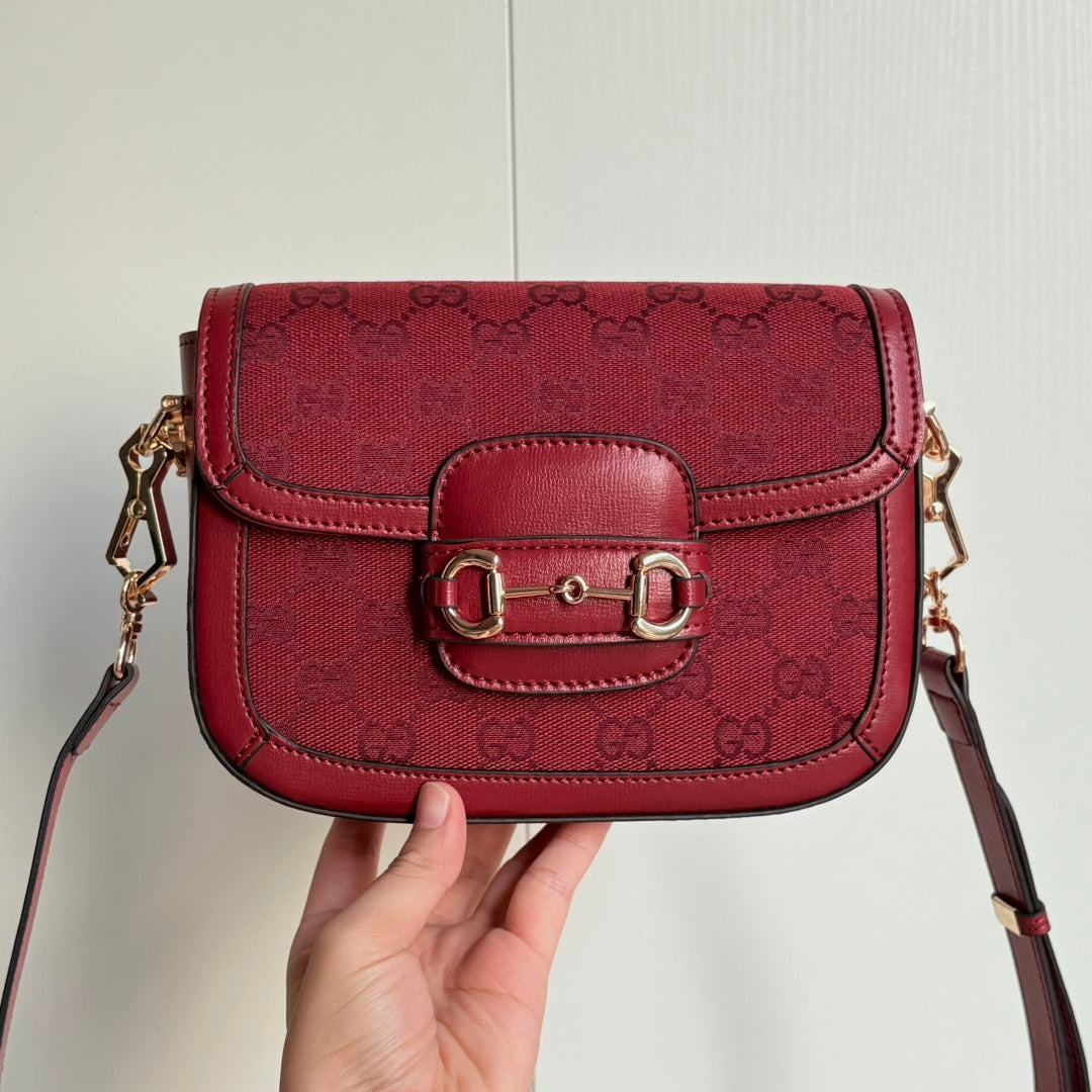 Red Double Strap Saddle Bag