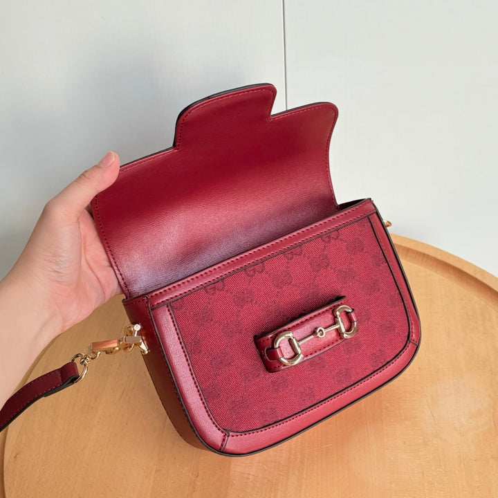 Red Double Strap Saddle Bag