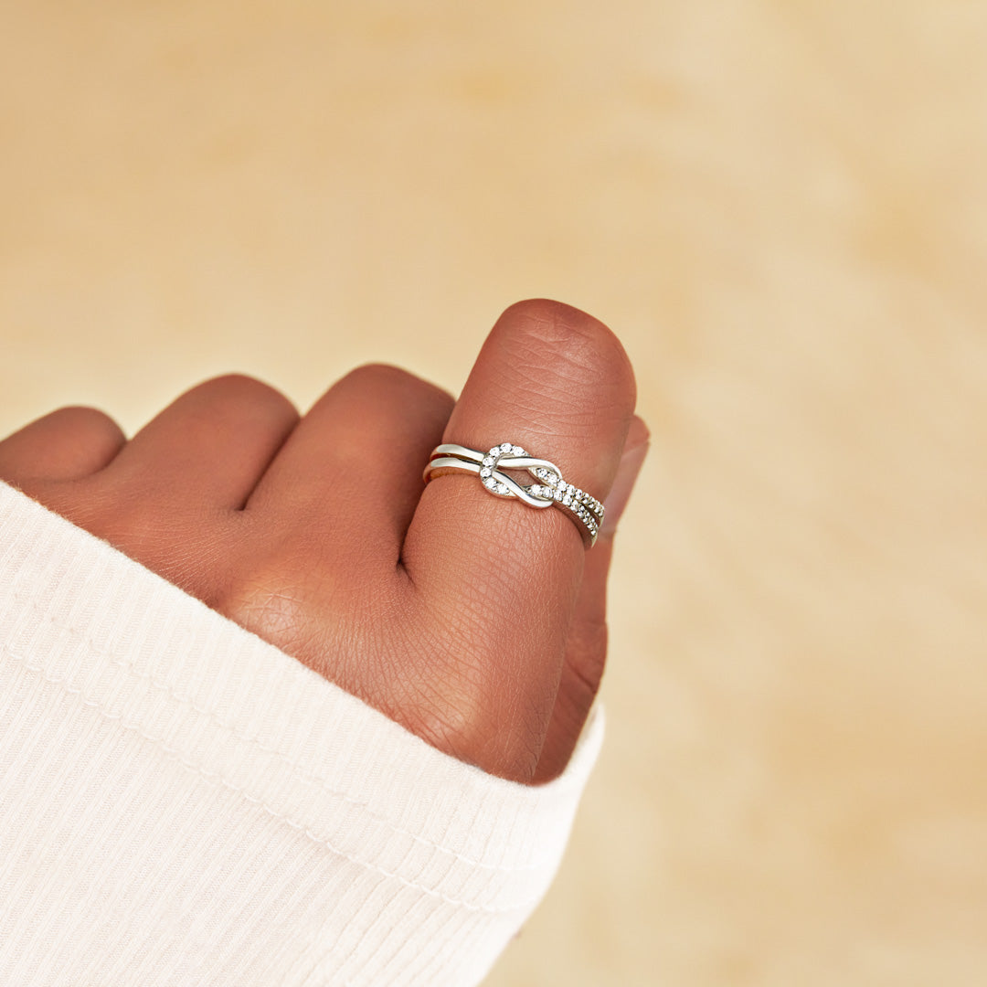 Mother & Daughter Linked Square Knot Ring