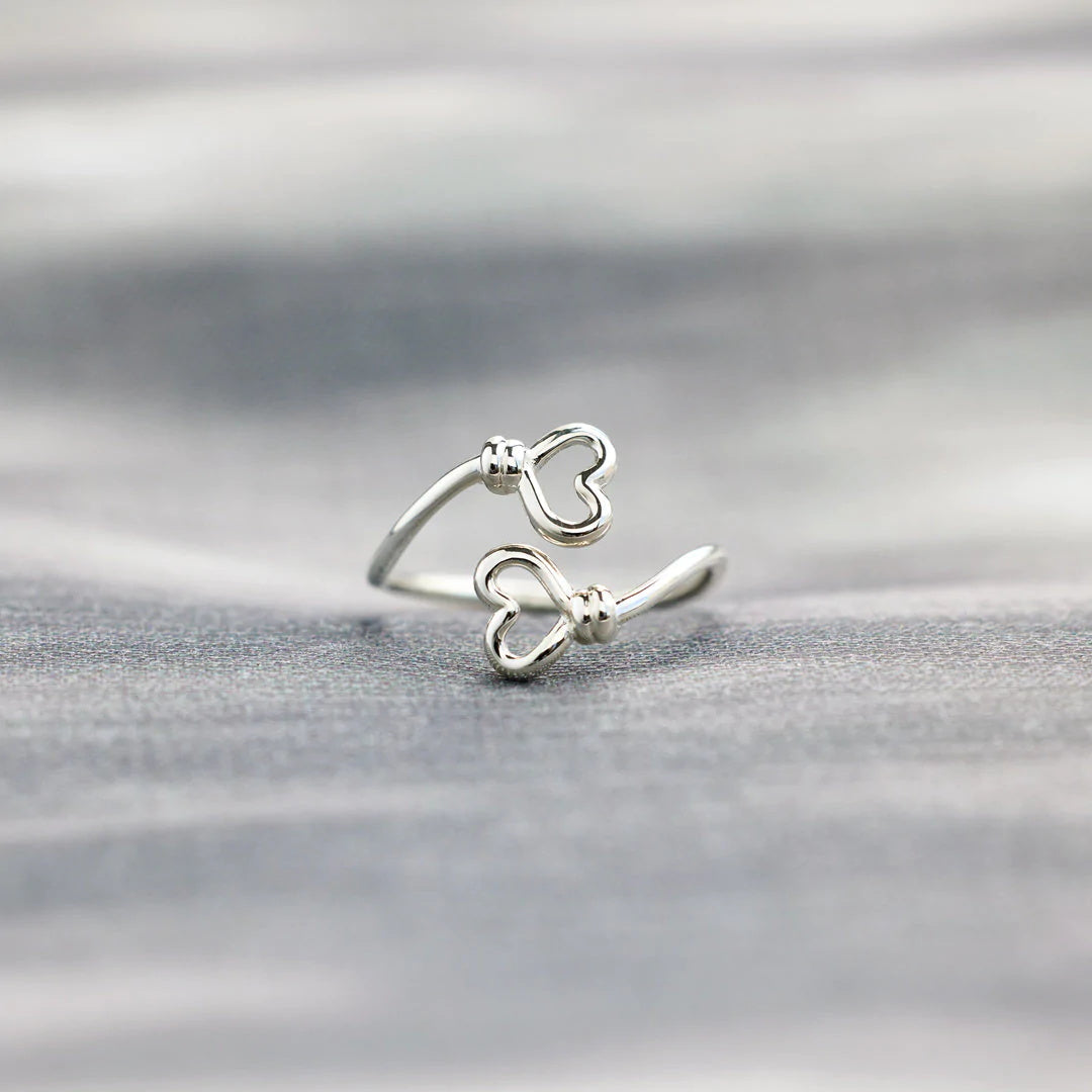 MOTHER AND DAUGHTER DOUBLE HEART RING