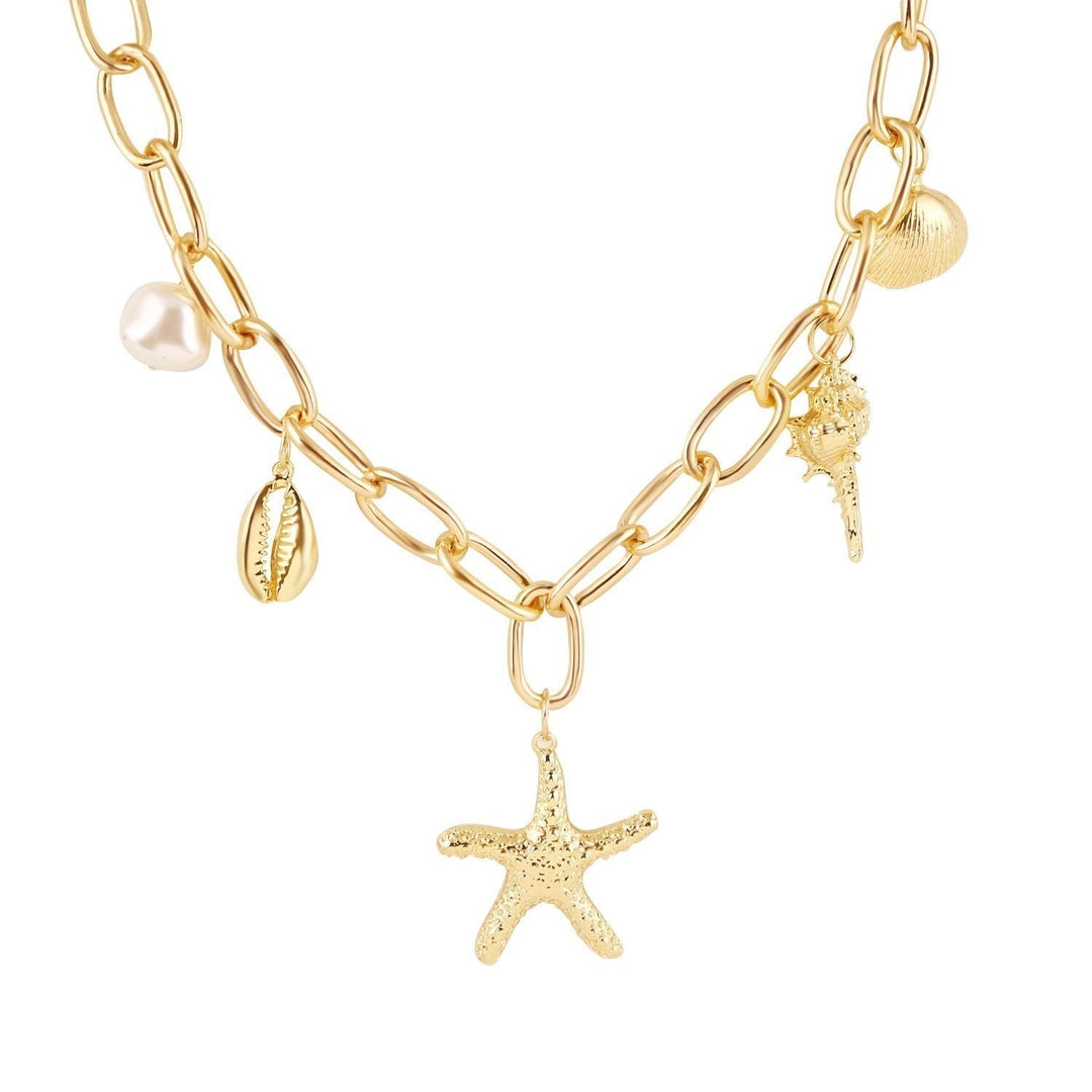 Simple starfish shell clavicle necklace