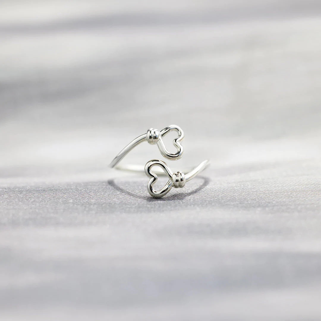 MOTHER AND DAUGHTER DOUBLE HEART RING