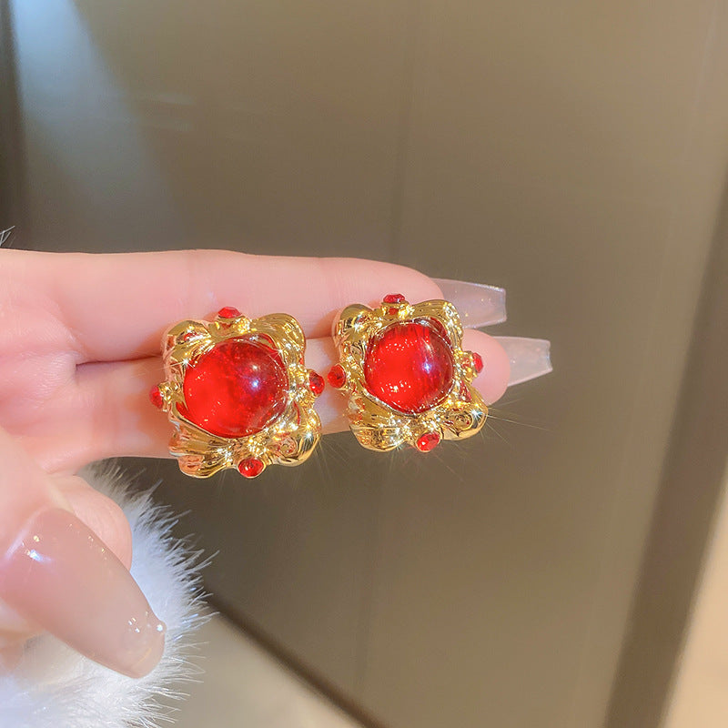 Three-color elegant crystal earrings