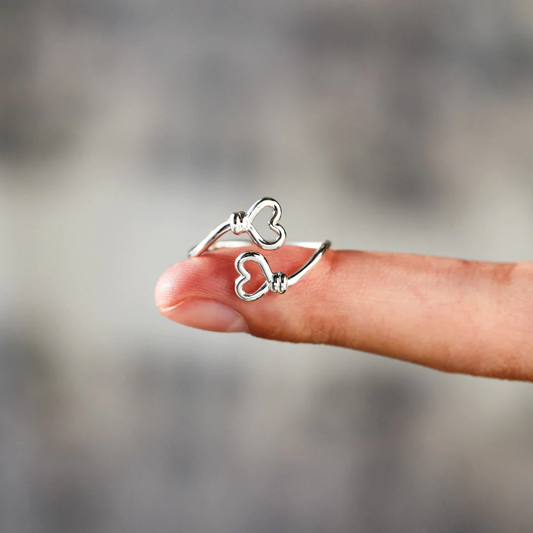 MOTHER AND DAUGHTER DOUBLE HEART RING