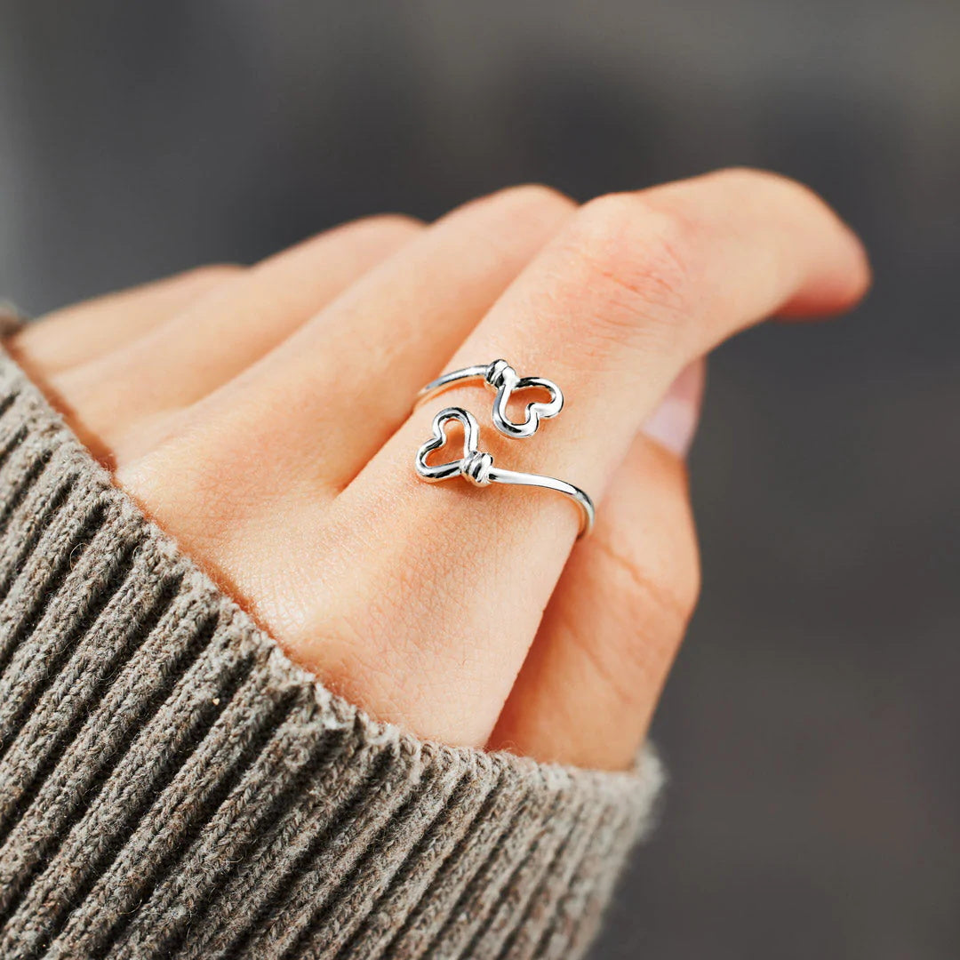 MOTHER AND DAUGHTER DOUBLE HEART RING