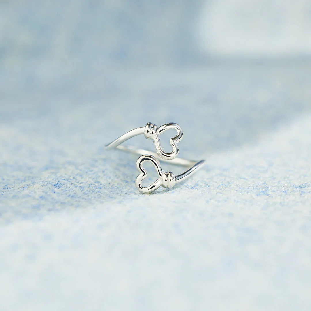 MOTHER AND DAUGHTER DOUBLE HEART RING