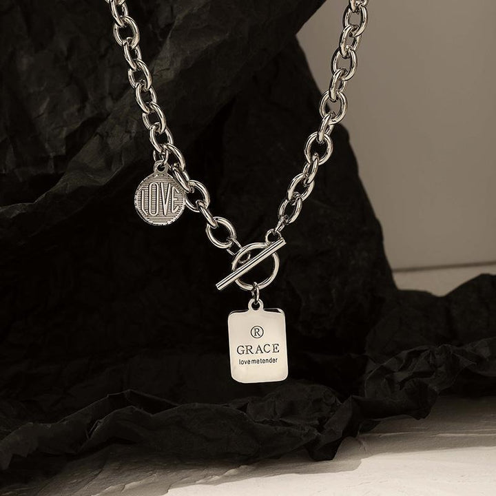 Hip Hop Square Letter Clavicle Necklace