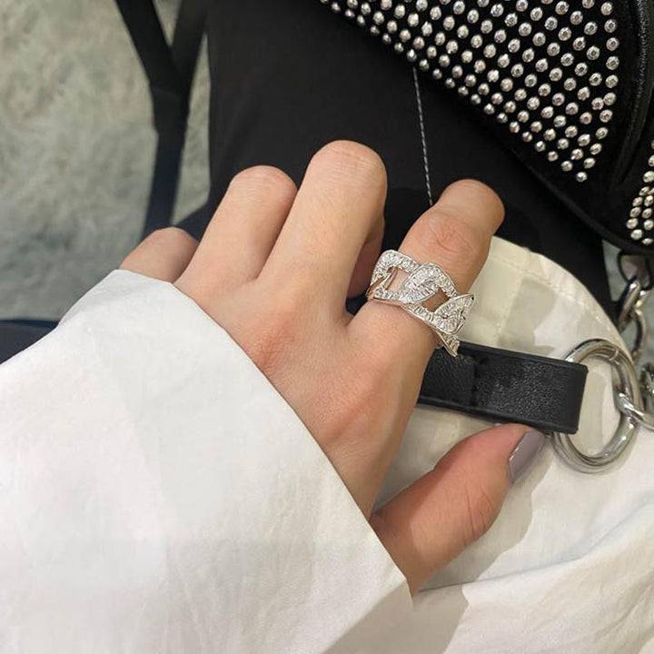 Fashionable Full Diamond Adjustable Ring