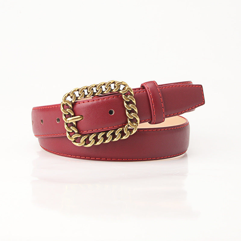 3 Colors Fashion Alphabet Buckle Ladies Leather Belt