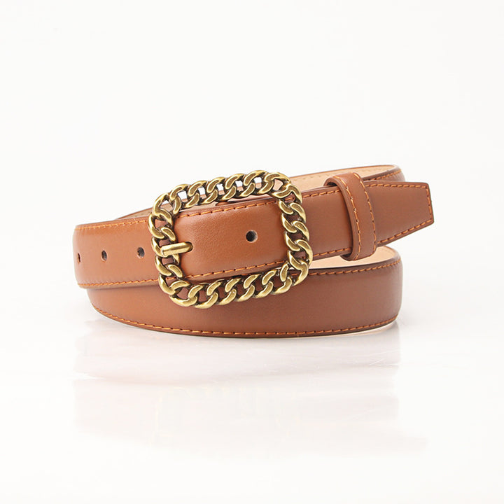 3 Colors Fashion Alphabet Buckle Ladies Leather Belt