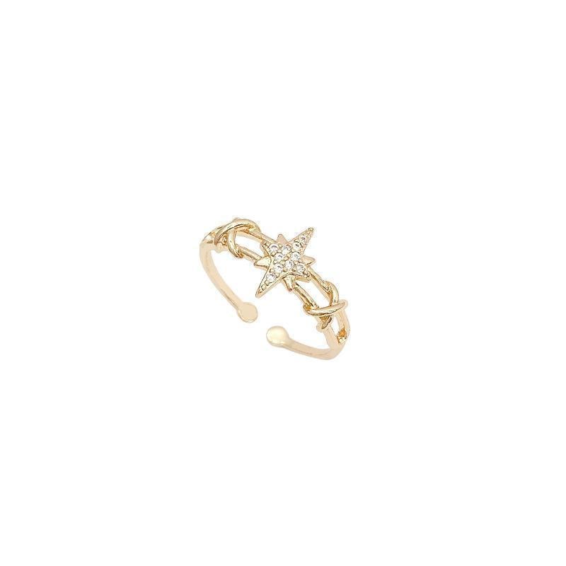 Eight-pointed Star Opening Adjustable Ring