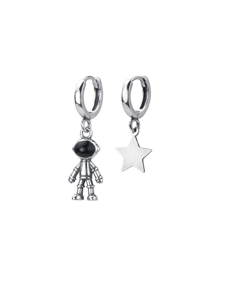 Astronaut and Star Mismatch Huggie Earrings