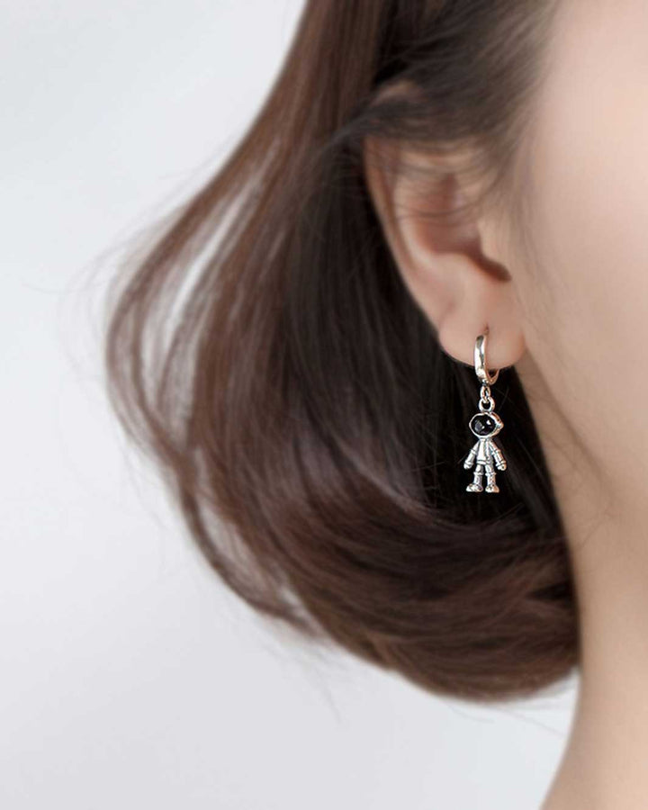 Astronaut and Star Mismatch Huggie Earrings