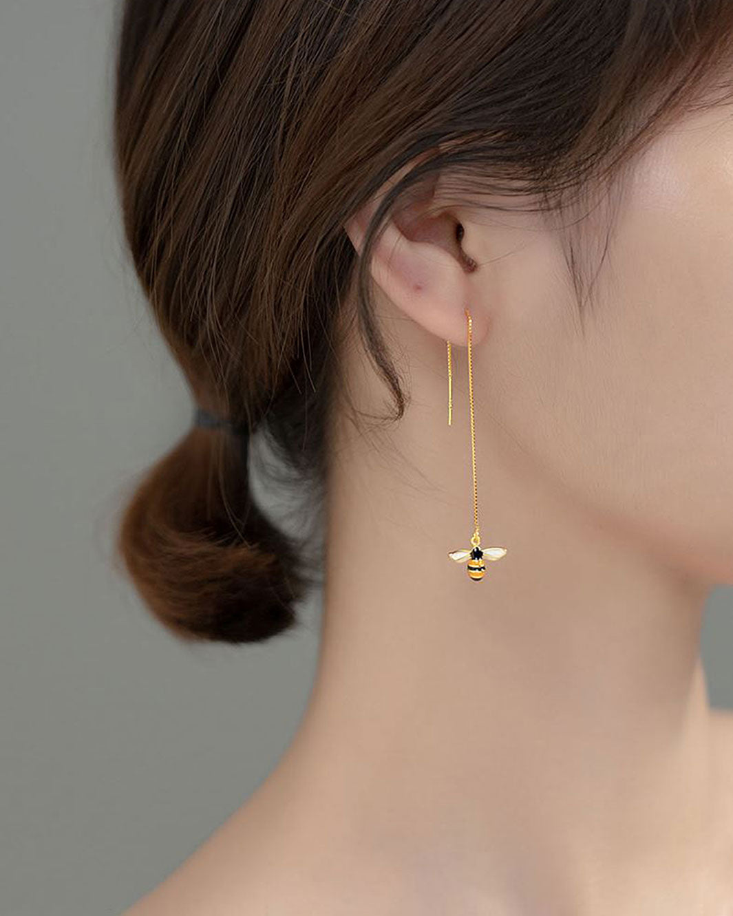 Bee Charm Threader Earrings