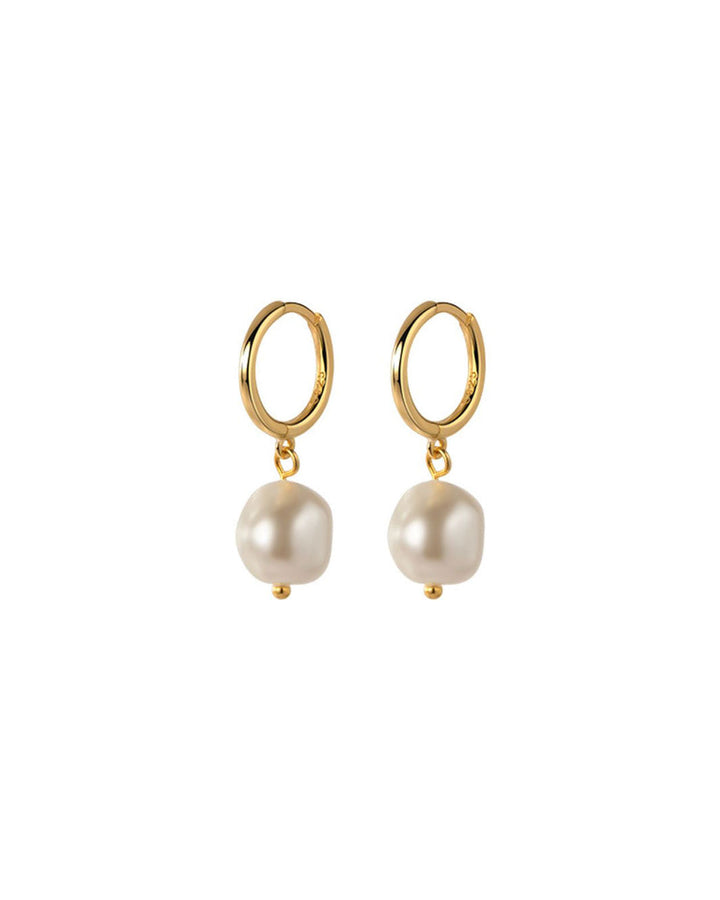 Baroque Pearl Huggie Earrings