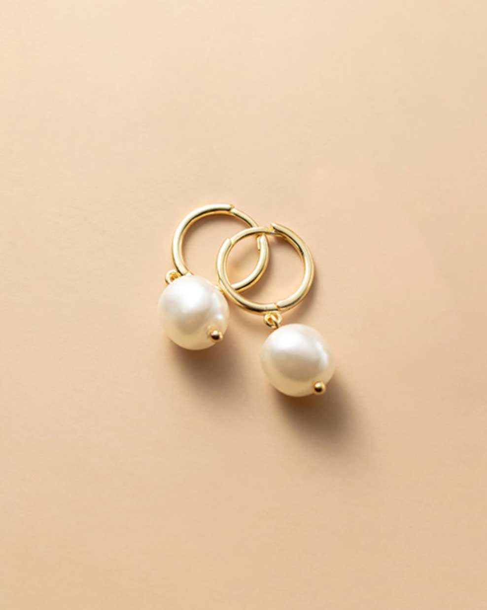 Baroque Pearl Huggie Earrings