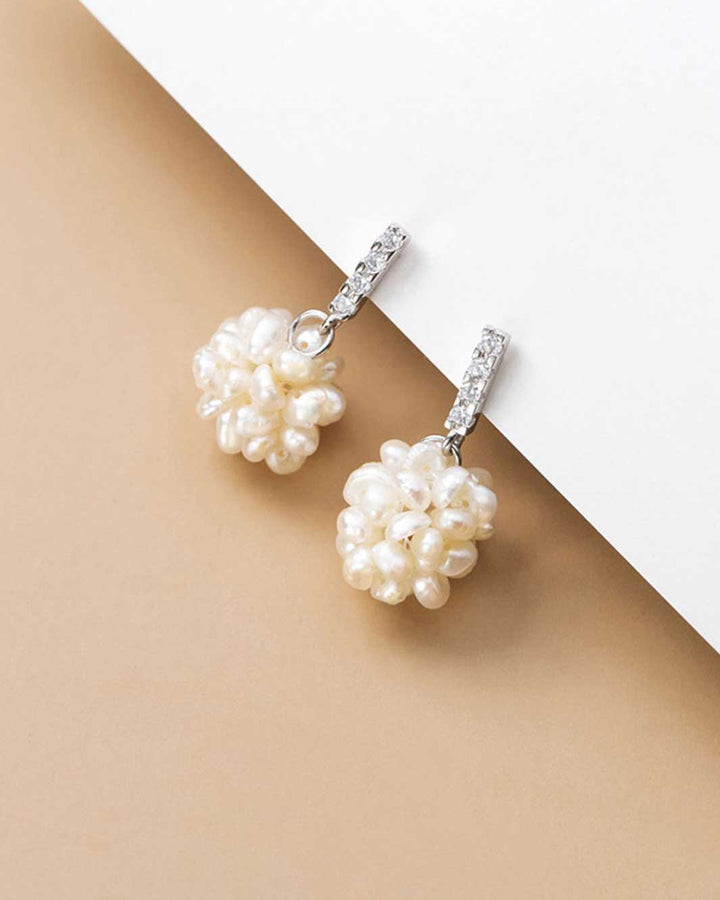 Baroque Pearl Cluster Drop Earrings