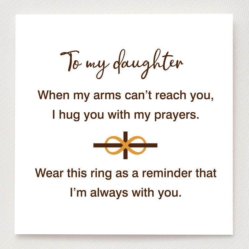 HUG YOU WITH MY PRAYERS INFINITY CROSS RING