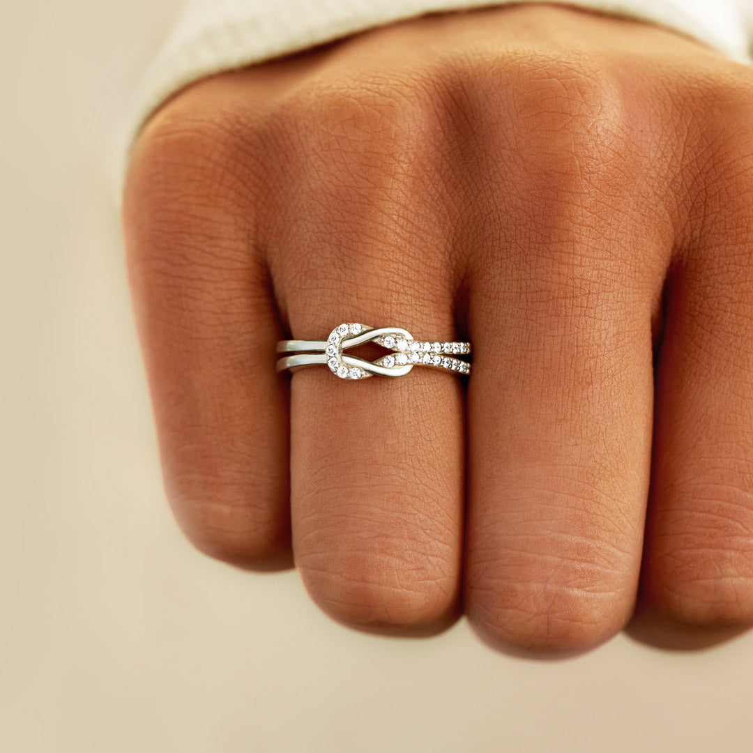 Mother & Daughter Linked Square Knot Ring