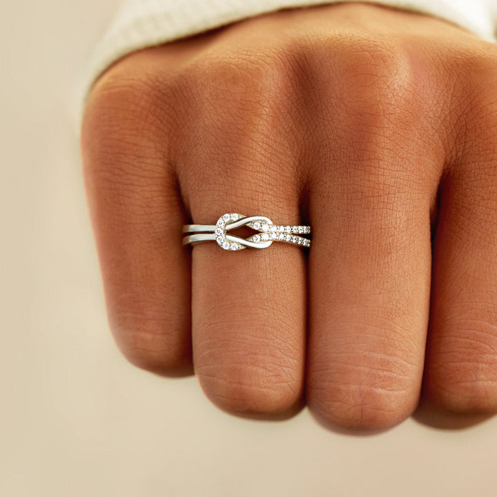 Mother & Daughter Linked Square Knot Ring