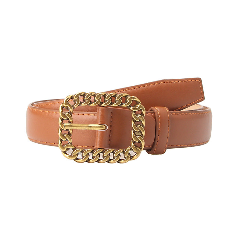 3 Colors Fashion Alphabet Buckle Ladies Leather Belt