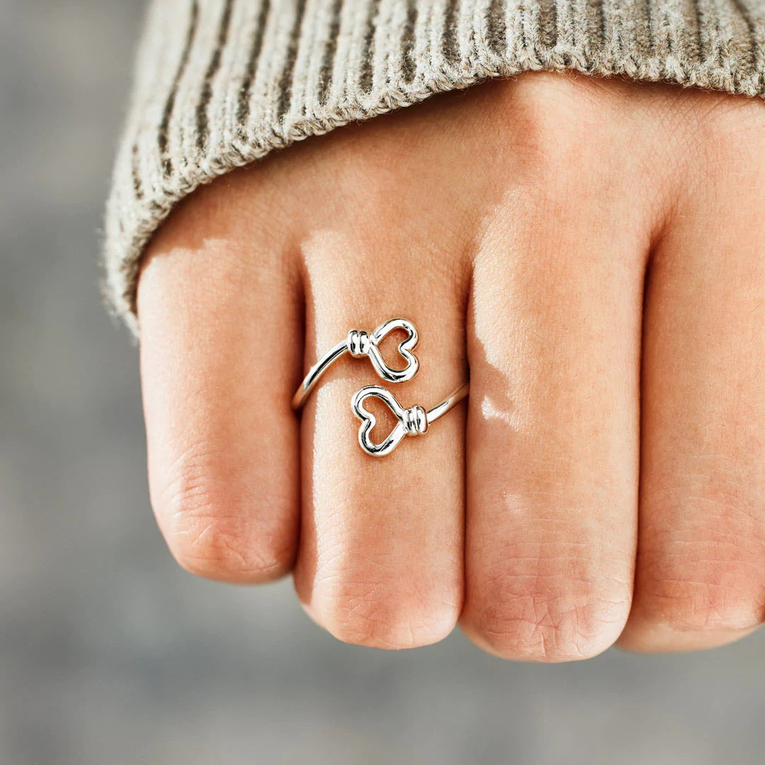 MOTHER AND DAUGHTER DOUBLE HEART RING