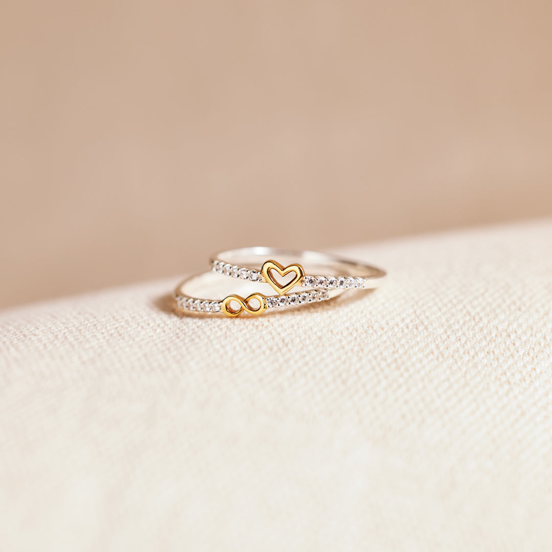 I'll Love You Forever Infinity Heart Ring Set