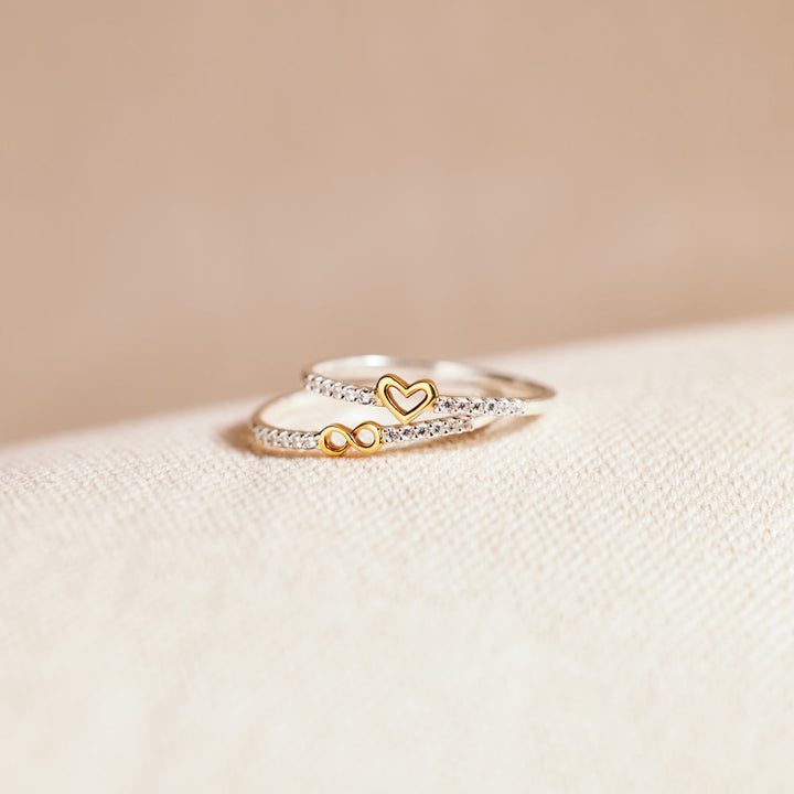 I'll Love You Forever Infinity Heart Ring Set